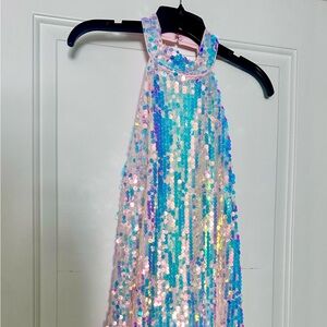 Altar'd State Iridescent Sequin Dress in Pink & Aqua